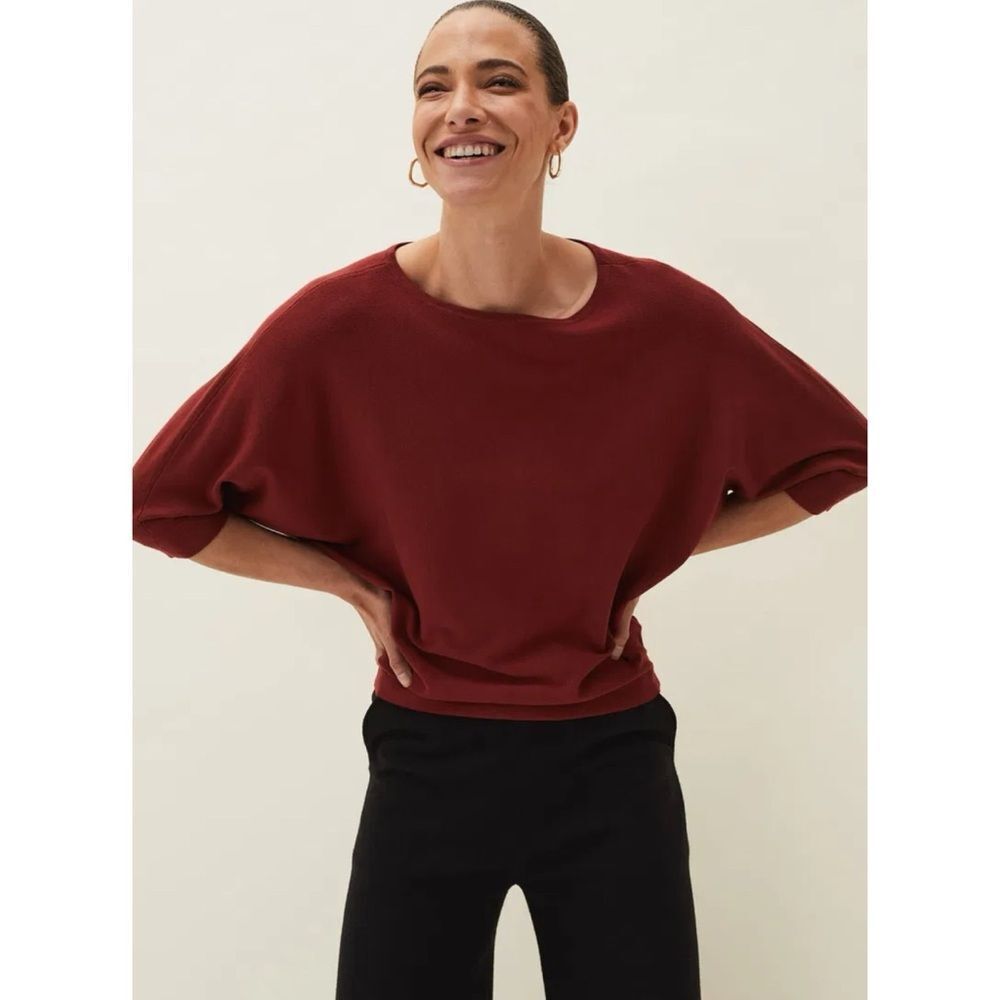 The Reset R Label Wool Dolman Sleeve Crew Neck Pullover Sweater Burgundy Size L